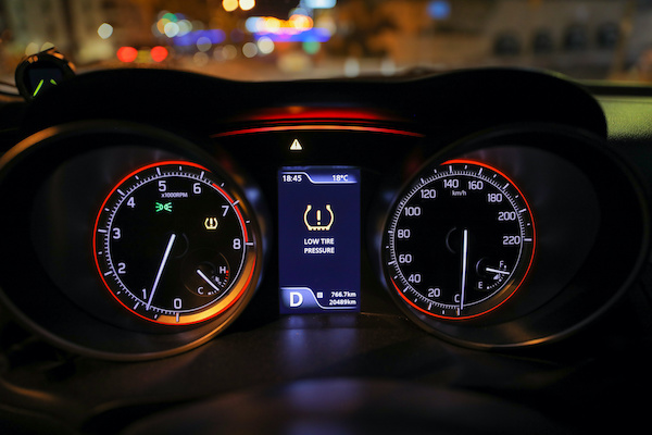 Low tire pressure warning showing up on the dashboard indicator