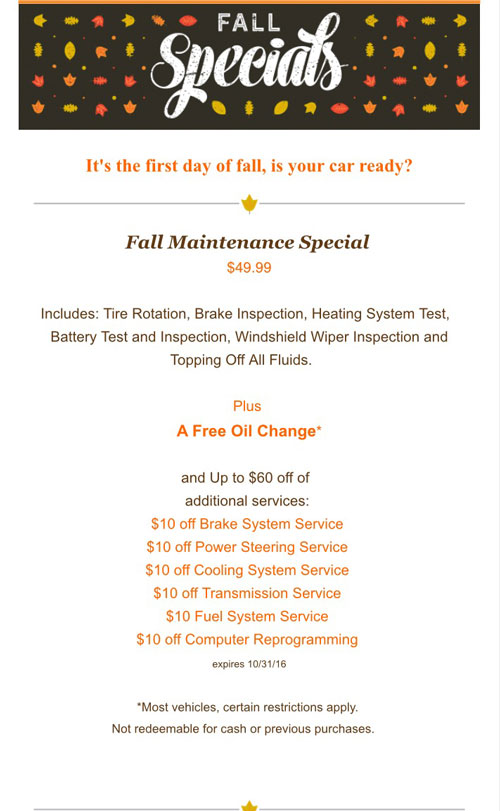 Fall Maintenance Special